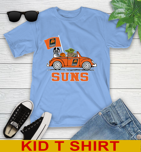NBA Basketball Phoenix Suns Darth Vader Baby Yoda Driving Star Wars Shirt Youth T-Shirt 11