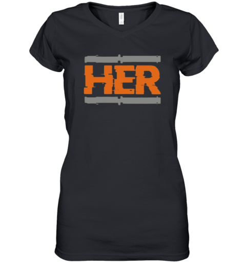5 Olive Army Solar Orange Shirt Match Her Women's V-Neck T-Shirt
