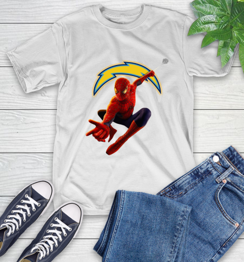 NFL Spider Man Avengers Endgame Football Los Angeles Chargers T-Shirt