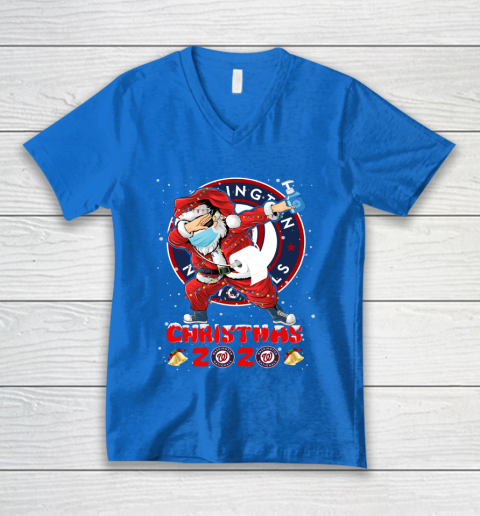 Washington Nationals Funny Santa Claus Dabbing Christmas 2020 MLB V-Neck T-Shirt 5