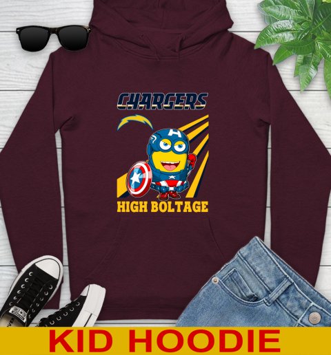 NFL Football Los Angeles Chargers Captain America Marvel Avengers Minion Shirt Youth Hoodie 7