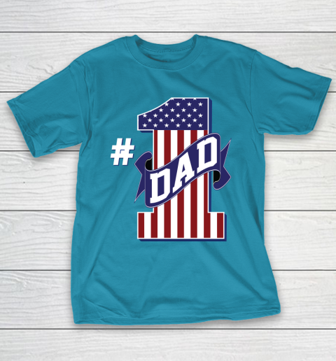 Number 1 Dad #1 Dad American Flag T-Shirt 7