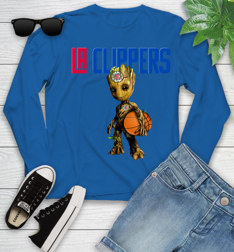 LA Clippers NBA Basketball Groot Marvel Guardians Of The Galaxy Youth Long Sleeve 9