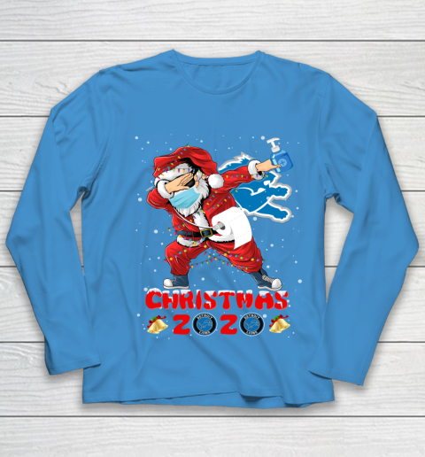 Detroit Lions Funny Santa Claus Dabbing Christmas 2020 NFL Youth Long Sleeve 5