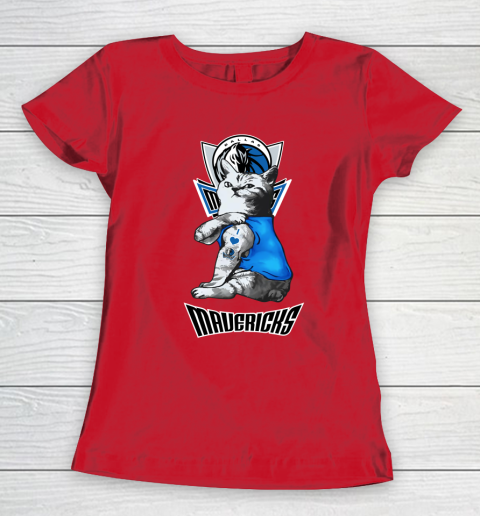 NBA Basketball My Cat Loves Dallas Mavericks Women's T-Shirt 9