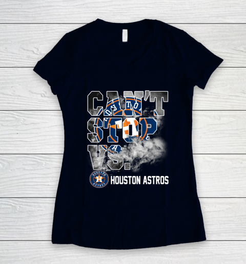 MLB Houston Astros Baseball Can't Stop Vs Houston Astros Women's V-Neck T-Shirt 2