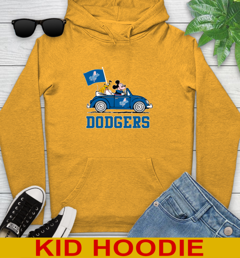 MLB Baseball Los Angeles Dodgers Pluto Mickey Driving Disney Shirt Youth Hoodie 3