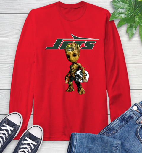 New York Jets NFL Football Groot Marvel Guardians Of The Galaxy Long Sleeve T-Shirt 10