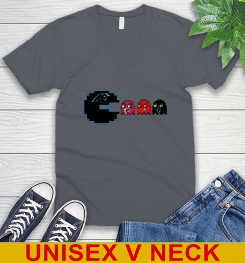 Carolina Panthers NFL Football Pac Man Champion V-Neck T-Shirt 5