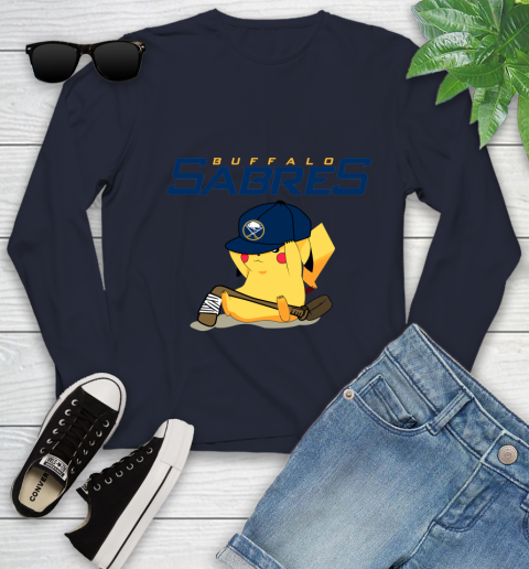 NHL Pikachu Hockey Sports Buffalo Sabres Youth Long Sleeve 3