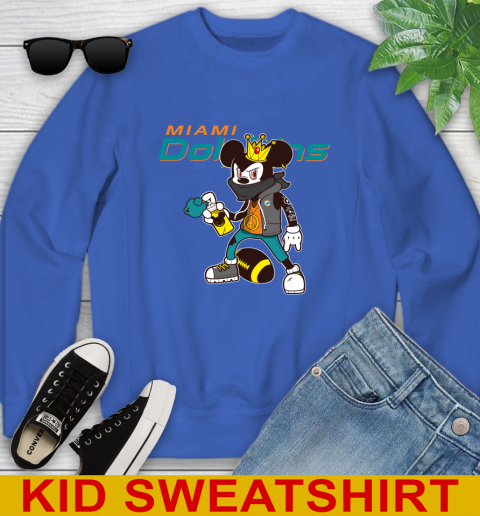 Miami Dolphins NFL Football Mickey Peace Sign Sports Youth Sweatshirt 7