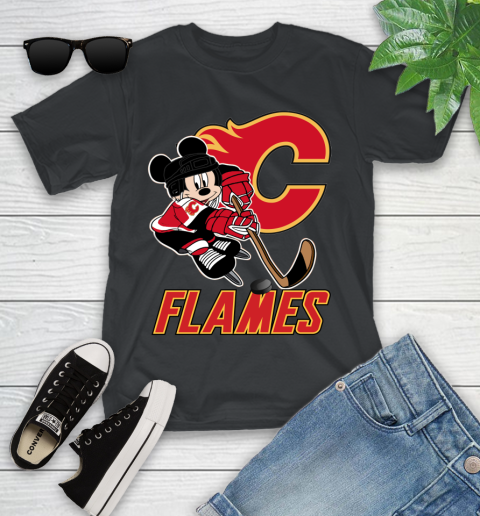 NHL Calgary Flames Mickey Mouse Disney Hockey T Shirt Youth T-Shirt 2