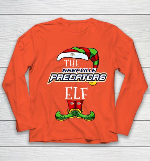 Nashville Predators Christmas ELF Funny NHL Youth Long Sleeve 3