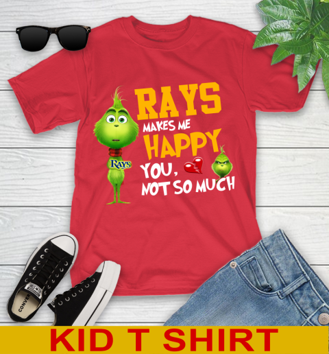 MLB Tampa Bay Rays Makes Me Happy You Not So Much Grinch Baseball Sports Youth T-Shirt 11