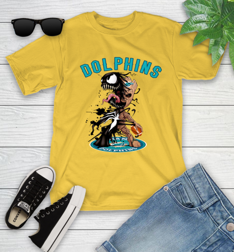 NFL Miami Dolphins Football Venom Groot Guardians Of The Galaxy Youth T-Shirt 8