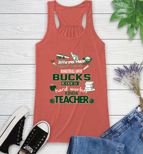 Milwaukee Bucks NBA I'm A Difference Making Student Caring Basketball Loving Kinda Teacher Racerback Tank 3