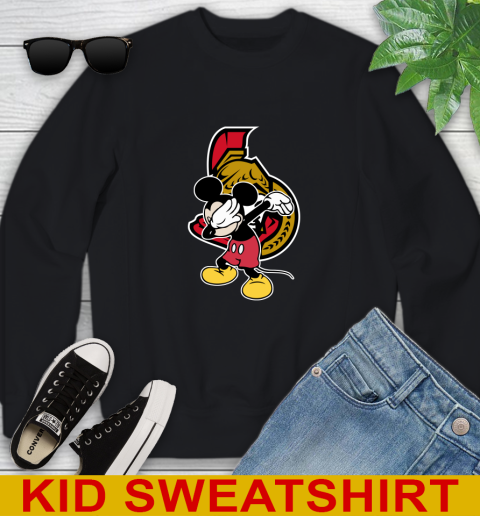 Ottawa Senators NHL Hockey Dabbing Mickey Disney Sports Youth Sweatshirt 2