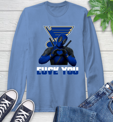 NHL St.Louis Blues Deadpool Love You Fuck You Hockey Sports Long Sleeve T-Shirt 12