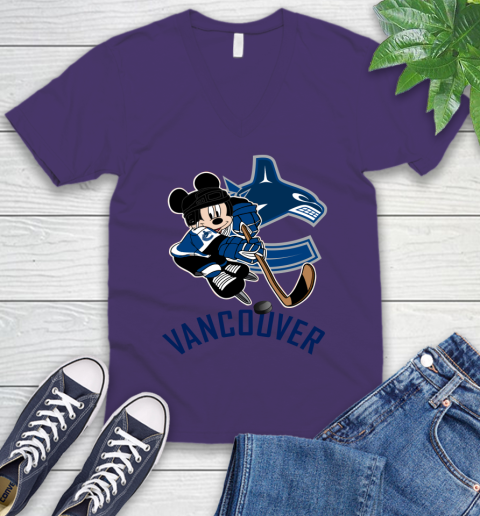 NHL Vancouver Canucks Mickey Mouse Disney Hockey T Shirt V-Neck T-Shirt 10
