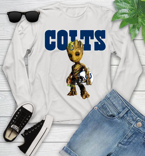 Indianapolis Colts NFL Football Groot Marvel Guardians Of The Galaxy Youth Long Sleeve