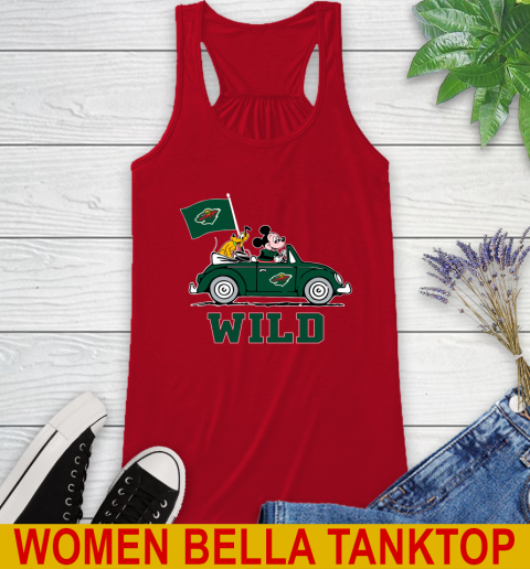NHL Hockey Minnesota Wild Pluto Mickey Driving Disney Shirt Racerback Tank 6