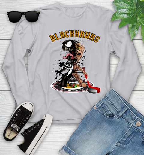 NHL Chicago Blackhawks Hockey Venom Groot Guardians Of The Galaxy Youth Long Sleeve 5