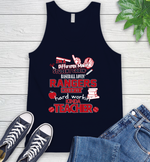 Texas Rangers MLB I'm A Difference Making Student Caring Baseball Loving Kinda Teacher Tank Top 2