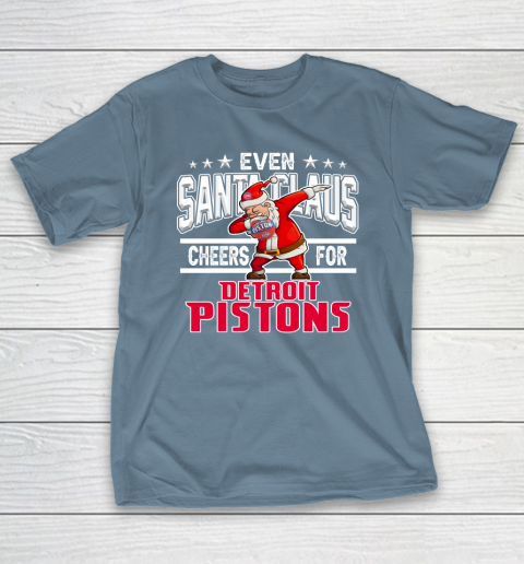 Detroit Pistons Even Santa Claus Cheers For Christmas NBA T-Shirt 6