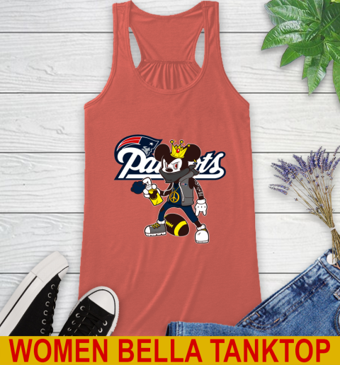 New England Patriots NFL Football Mickey Peace Sign Sports Racerback Tank 4