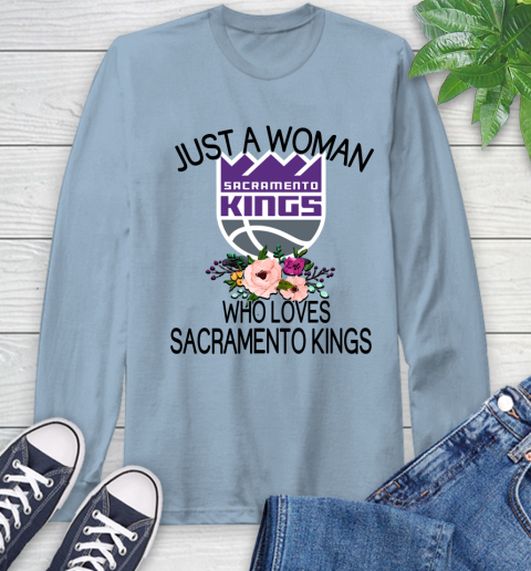 NBA Just A Woman Who Loves Sacramento Kings Basketball Sports Long Sleeve T-Shirt 6
