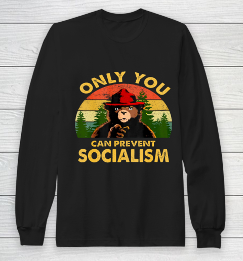 Only you can prevent socialism Bear Camping Vintage funny Long Sleeve T-Shirt