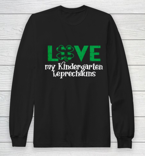 Love My Kindergarten Leprechauns St Patrick Day Teacher Gift Long Sleeve T-Shirt