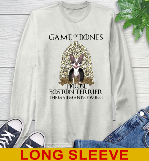 Game of bones house boston terrier dog the mailman is coming tshirt 56