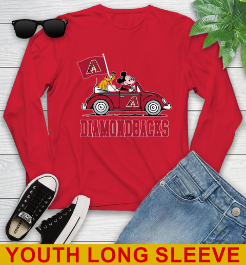 MLB Baseball Arizona Diamondbacks Pluto Mickey Driving Disney Shirt Youth Long Sleeve 11