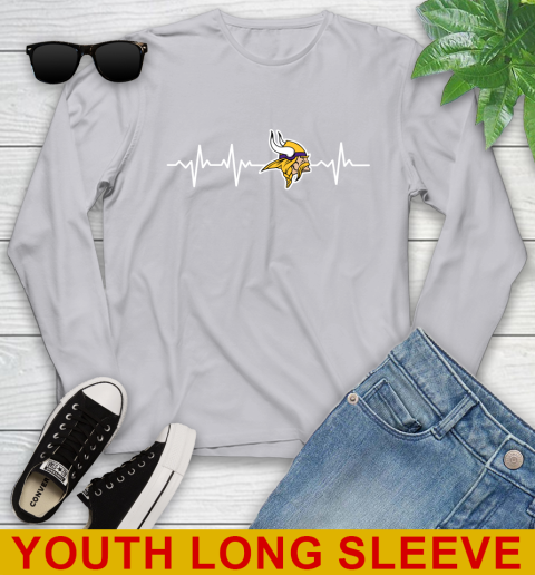 Minnesota Vikings NFL Football Heart Beat Shirt Youth Long Sleeve 5