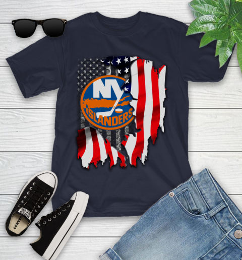New York Islanders NHL Hockey American Flag Youth T-Shirt 2
