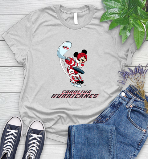 NHL Hockey Carolina Hurricanes Cheerful Mickey Mouse Shirt Women's T-Shirt 3 NHL Hockey Carolina Hurricanes Cheerful Mickey Mouse Shirt Women's T-Shirt - Image 3