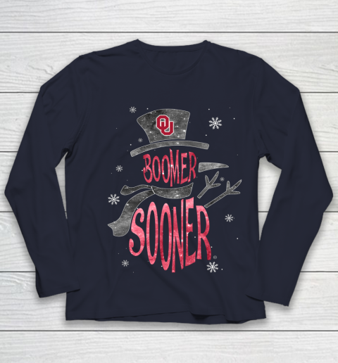 Oklahoma Sooners Christmas Snowman Youth Long Sleeve 2