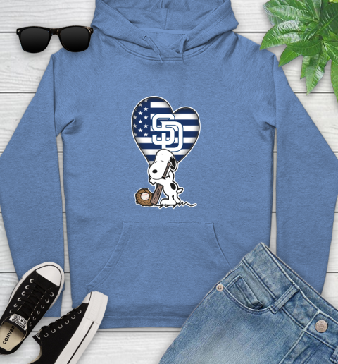 San Diego Padres MLB Baseball The Peanuts Movie Adorable Snoopy Youth Hoodie 12