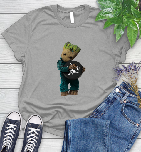 NHL Groot Guardians Of The Galaxy Hockey Sports San Jose Sharks Women's T-Shirt 10