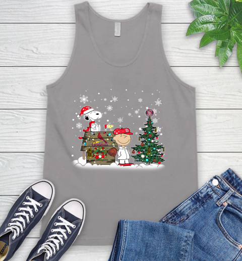 MLB St.Louis Cardinals Snoopy Charlie Brown Christmas Baseball Commissioner's Trophy Tank Top 3
