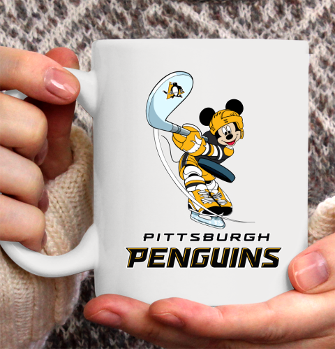 NHL Hockey Pittsburgh Penguins Cheerful Mickey Mouse Shirt Ceramic Mug 11oz 2