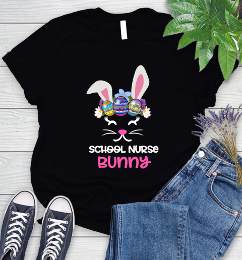 Nurse Shirt Cute School Nurse Bunny Face Egg Costume Easter Day T Shirt Women's T-Shirt
