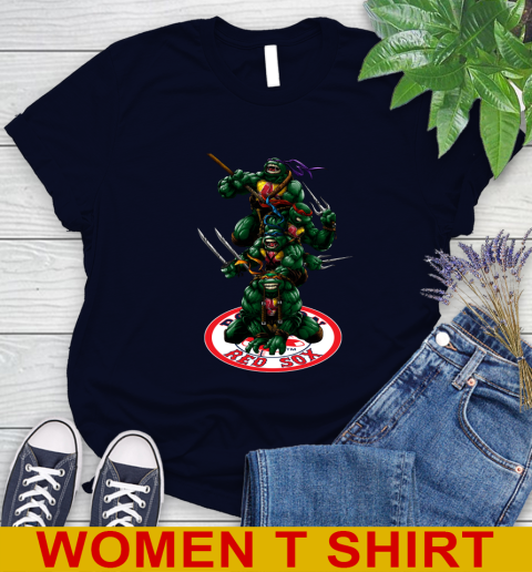 MLB Baseball Boston Red Sox Teenage Mutant Ninja Turtles Shirt Women's T-Shirt 4 MLB Baseball Boston Red Sox Teenage Mutant Ninja Turtles Shirt Women's T-Shirt - Image 4