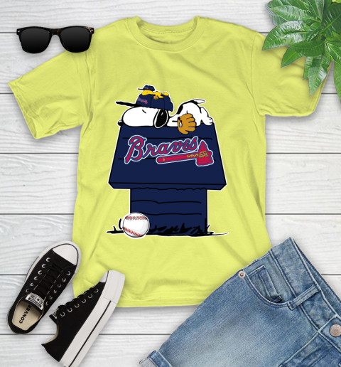 MLB Atlanta Braves Snoopy Woodstock The Peanuts Movie Baseball T Shirt Youth T-Shirt 20