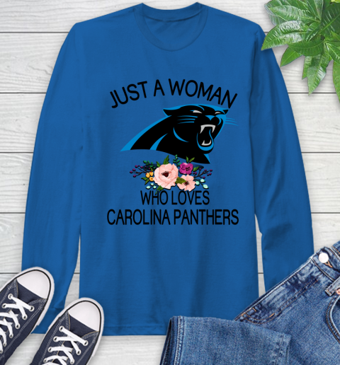 NFL Just A Woman Who Loves Carolina Panthers Football Sports Long Sleeve T-Shirt 7