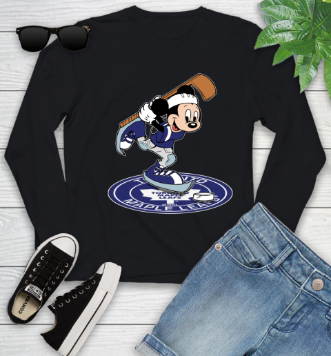 NHL Hockey Toronto Maple Leafs Cheerful Mickey Disney Shirt Youth Long Sleeve