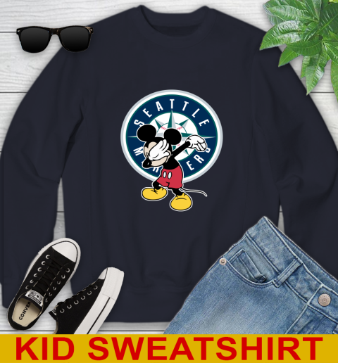 Seattle Mariners MLB Baseball Dabbing Mickey Disney Sports Youth Sweatshirt 3