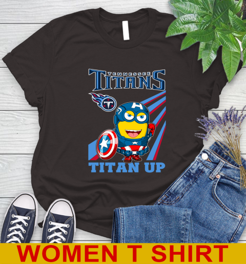 NFL Football Tennessee Titans Captain America Marvel Avengers Minion Titan Up Shirt Women's T-Shirt 9