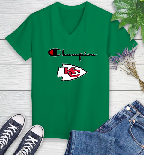 NFL Football Kansas City Chiefs Champion Shirt Women's V-Neck T-Shirt 3